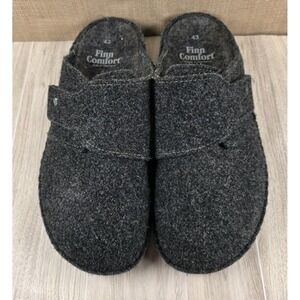 Finn Comfort Tirol Anthracite Grey Felt Wool Clog Slippers Womens 43 US 12-12.5